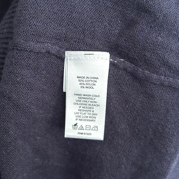 CeCe Bow Mock Neck Sweater S Navy Blue NWT Turtleneck Smock Sleeve Demure Preppy - Picture 4 of 6